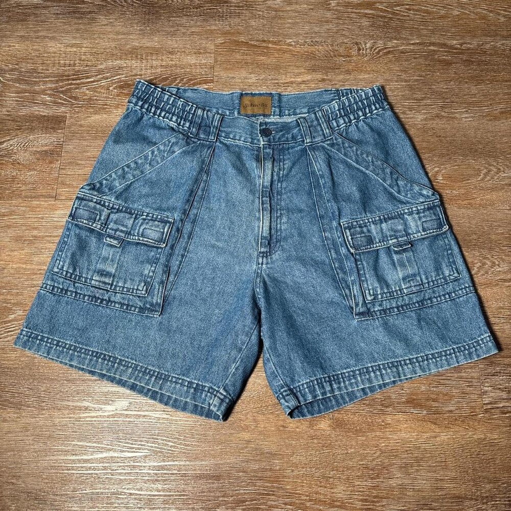 Vintage 90s Baggy Cargo Jorts St Johns Bay Jean Shorts Unisex Size 34”